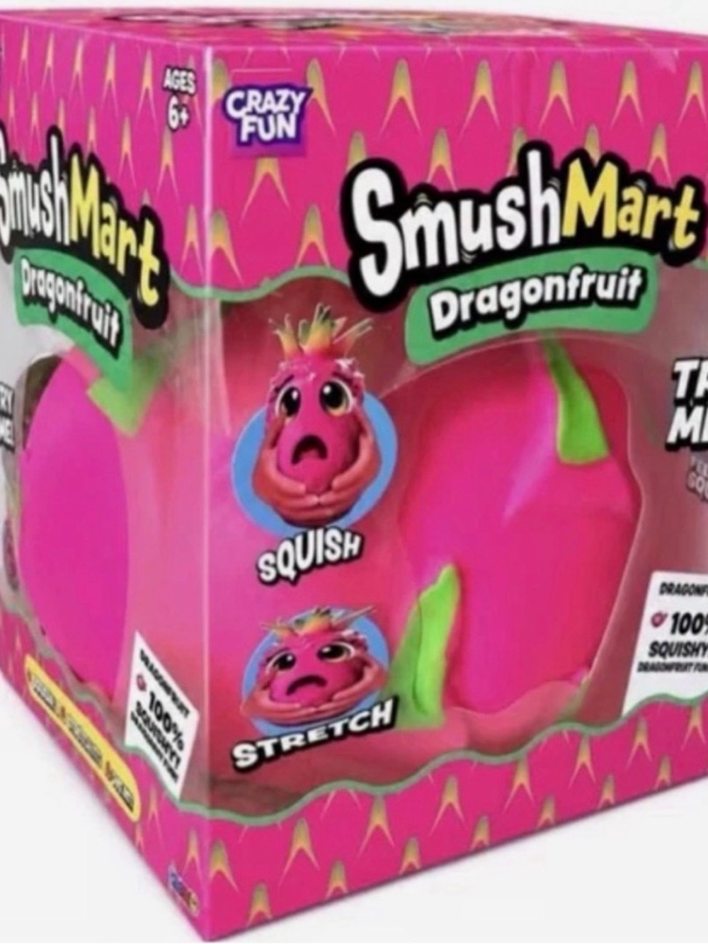 BNWO box. Dragonfruit Squishy Stretch Toy - Bright Pink. NEVER USED.